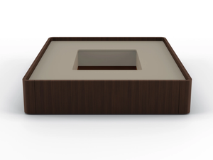 WAVE - Low square coffee table in walnut and lacquered top _ BRUNO ZAMPA